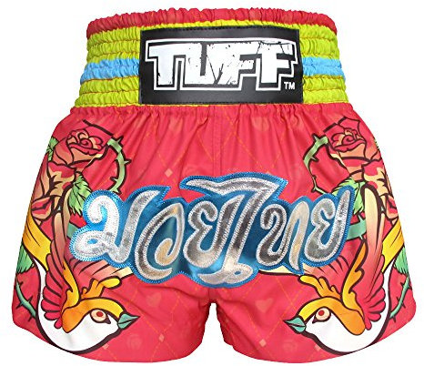 Tuff Sport Muay Thai-Shorts, Boxen, Damen, Mädchen, MMA, Training, Fitnessstudio, Rosa, Groß