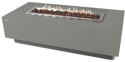Granville Fire Table Outdoor Fire Pit 60 x 27 Cast Concrete Firepit Includes Lava Rocks 45,000 BTUs Outdoor Fireplace for Patio Furniture Set, Deck, Porch, Outdoor Heater - Natural Gas