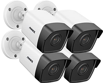 ANNKE - 4 Pack 5MP@20fps Wired POE Security Camera, Outdoor CCTV IP Camera with Built-in Microphone and SD Card Slot, EXIR 2.0 Color Night Vision, IP67