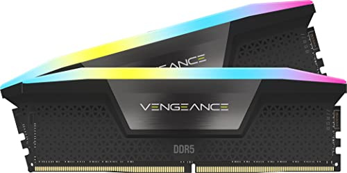 CORSAIR Vengeance RGB DDR5 RAM 64Go (2x32Go) 5200MHz CL40 Intel XMP Compatible iCUE Mémoire d'Ordinateur - Noir (CMH64GX5M2B5200C40)