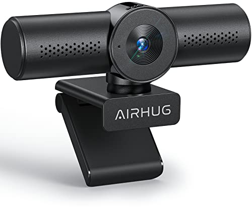 AIRHUG 2K Webcam - Full HD 1080P Mit Zwei Mikrofonen, Sichtschutz Abdeckung, 72° Weitwinkel, USB Plug&Play, Autofokus, Für Online-Meeting, Streaming