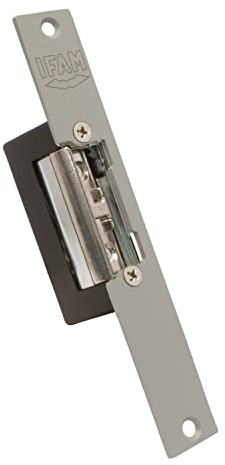 IFAM Cerradero Eléctrico E-Strike A1A1AND04S, Abrepuertas Reversible Simétrico, Ancho 21 mm, Pestillo Ajustable, Frente Corto Acero Inoxidable, Puerta de Madera Interior Exterior