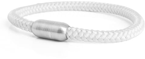 Akitsune Silvus nylonarmband | 5 mm tjockt | armsmycken kvinnor män rostfritt stål armband magnetlås – matt silver, Rostfritt stål