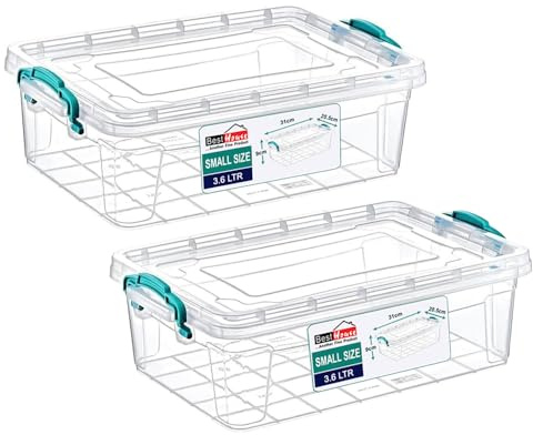 Best House Rectangle Multi-functional Clear Plastic Storage Box Containers with Lids - Pack of 2, Heavy Duty Stackable Boxes Use for Home, office, Kitchen, Toys and Goods (3.6 Litres)
