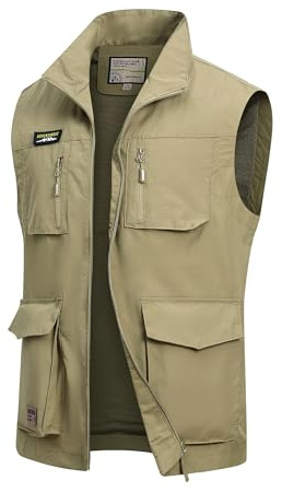 MeiLayM Herren Outdoor Weste mit Vielen Taschen Ärmellose Anglerweste Leicht Atmungsaktiv Ärmellose Jacke Jagd Fotografie Camping Sommer Multifunktionsweste Nylon Angeln Weste
