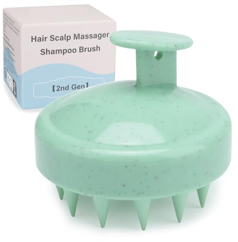 FReatech Brosse à Cheveux en Silicone pour Shampooing et Massage Cuir Chevelu, Masseur Tete, Nettoyage en Profondeur et Exfoliation Douce, Stimuler la Croissance des Cheveux, Menthe verte