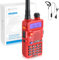 eSynic Professional Walkie Talkies uv5r 5W Rechargeable UV-5R Radio Walkie Talkies Dual Band VHF/UHF Clear Calls 2 Way Radio Long Range with LED Display 128CH Supports VOX FM Functions (Red)