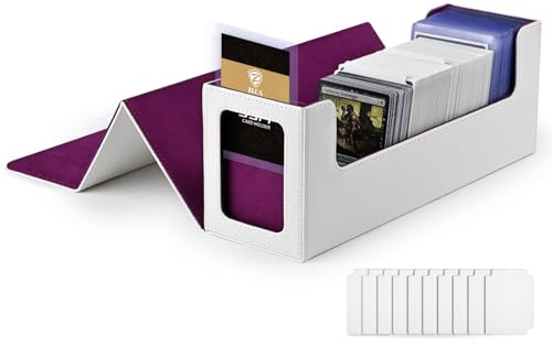 ZLCA MTG Boîte de rangement pour cartes avec fenêtre de présentation, peut contenir plus de 600 cartes à une pochette, étui pour cartes à collectionner Commander CCG/TCG/EDH (blanc et violet)