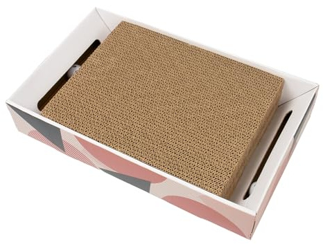 Hniuyun Cat Scratcher Cardboard for Indoor Cats 3 in 1, Cat Scratch Pad with Box, Reversible Cardboard Refill Pad, Lounge for Cats to Grind Claws and Play