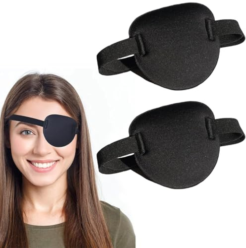 TEOZBLU 2 Pezzi Benda Occhio per Bambini Adulti Benda per Regolabili Toppe per Strabismo Occhio Eye Patch Benda Pirata per L'amliopia e lo Strabismo per Adulti e Bambini Occhio