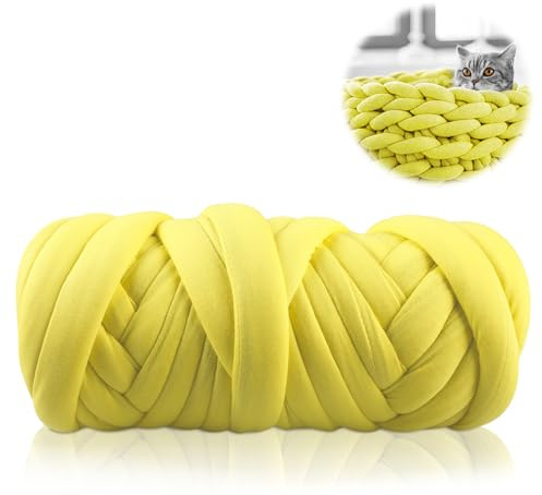 WIYETY DIY Sperrige Armstricken Wolle: 500g Roving Garn zum Handstricken Häkeln,Hand Chunky Strickdecke Decke Garn,Strickgarn Grob Gestrickte Kuscheldecke für Decken Körbe Haustiernester, Gelb