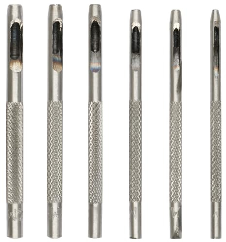 Lotsdonxia 6 schwarze, rutschfeste, runde Stanzer, hochsteif, Gürtelstanzwerkzeug in Industriequalität, perforiert Leder, Kunststoff, Dichtungen, synthetische Materialien