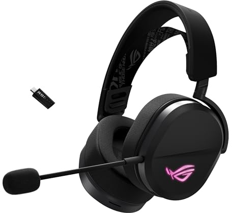 ASUS ROG Pelta Wireless Gaming Headset with Detachable Mic – Tri-Mode (BT, 2.4GHz, USB-C) 50mm Titanium-Plated Drivers, 70Hr Battery, Ergonomic, Lightweight, for PC, PS5, PS4, Switch, Mobile - Black