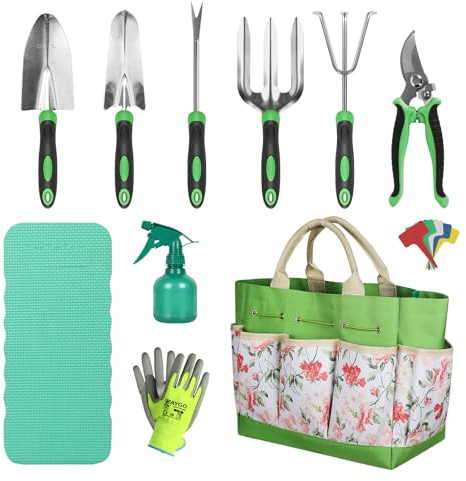 ORIENTOOLS Gartenwerkzeug Set,Geschenke für Frauen & Männer, Gartengerätset mit Tasche, 10-teiliges Set für Gartenarbeit, Geschenk für Gärtner
