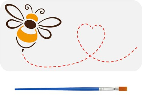 FINGERINSPIRE Bee Tracks Stencil with Brush 15x30cm Bee Pattern Template Reusable Love Heart Stencil Animal Theme Template Plastic PET Bee Love Track Stencil for Painting on Canvas Wood Clothes