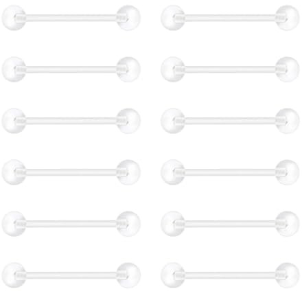 Besyvvin Piercing Langue Plastique Mamelon Plastique Flexible 10-19mm Acrylique Piercing Langue Tétons Reteneurs 14G