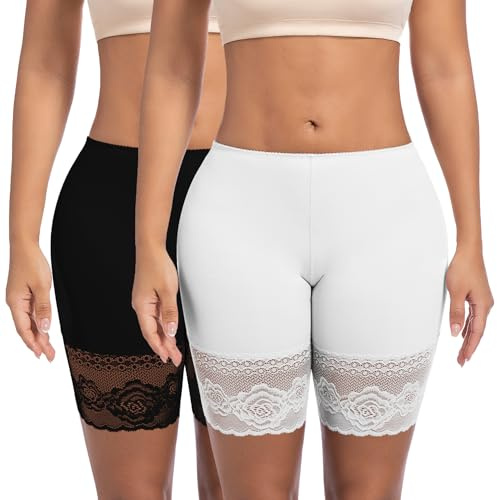 ONEW Underbyxor, dam, underkjol, korta byxor, anti-skrubbning, cykelbyxor för klänning, anti-chafing, spets, shorts, andas, trosor, underkläder