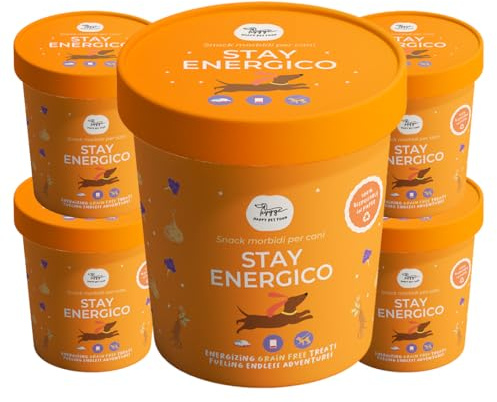 Hygge Dog Stay - Galletas energéticas semihúmedas para perros | Snacks naturales energizantes con maca, ashwaganda y eleuterococo | Galletas sin cereales ideales para perros cansados o activos | 6 x