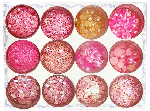 Lot de 12 paillettes pour le visage, le corps, les ongles, les yeux, les lèvres, le corps, Halloween, rose
