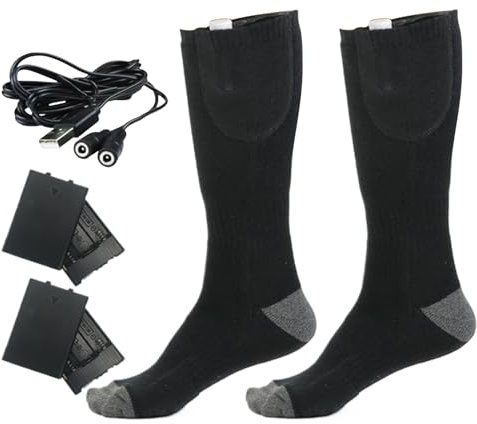 Calcetines Calefactables para Hombre - con Batería Térmicos Calientapiés - Accesorios Deportivos Adultos Personas Mayores Ciclismo Camping Senderismo Actividades Exteriores