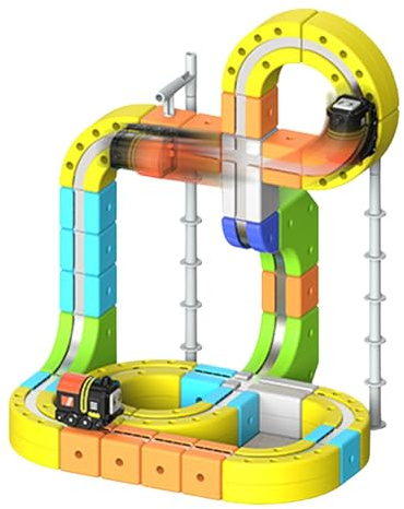 Treno Elettrico per Bambini Set, Electric Train Set, Layout 3D Pista Trenino, Incorporati per Bambini Didattico di 3 4 5 6 7 8 Anni, Giochi Regalo Natale/Compleanno (105PCS)