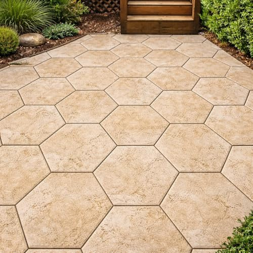 Stampo per calcestruzzo stampato imitazione ciottolo moderno esagonale texture Travertino 78,5 x 68 - Stampi calcestruzzo stampato (kit suggerito 2 semi-rigidi + 1 flessibile)