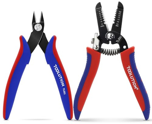 TOOLUTION Jeu 2 Pinces Électricien : Dénudeur 17,8 cm + Coupe-Fil 12,7 cm