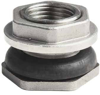 Serenophile Connettore per serbatoio dell'acqua da paratia in acciaio inox, raccordo filettato da 1/2 pollici, per secchio da pioggia, torre d'acqua, sistemi di tubi da giardino, design resistente
