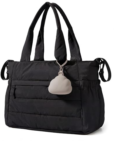 bagsmart Puffy Diaper Bag Tote, Waterproof Baby Changing Bag with Mat | Hospital Bag for Labour Delivery, 3 insulated pockets, wet/dry front pockets, ideal for hospital, maternity & travel