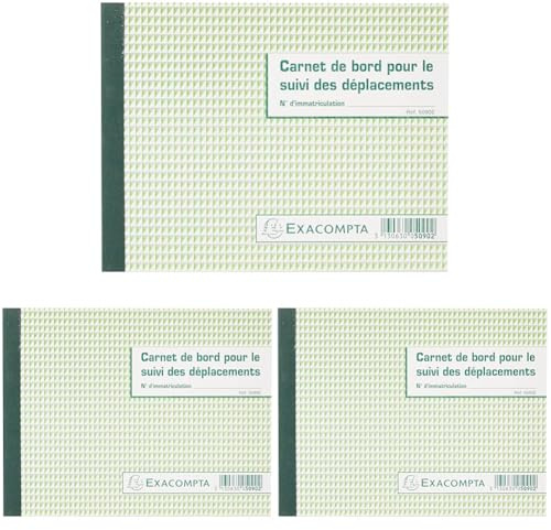 Exacompta - Réf. 5090E - 1 carnet de bord pour le suivi des déplacements - 64 pages - permet de consigner l'identité du conducteur, la date, l'heure de départ et d'arrivée - format 148 x 190 mm -