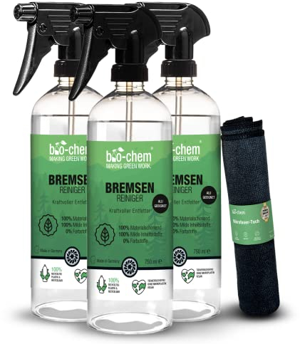 bio-chem Bremsenreiniger Spray 3x 750 ml für Auto, Motorrad und Fahrrad I Leistungsstarker Entfetter für Scheibenbremsen I Geeignet als Ketten-Reiniger, Motorreiniger und Fettlöser I Mit Menthol-Duft