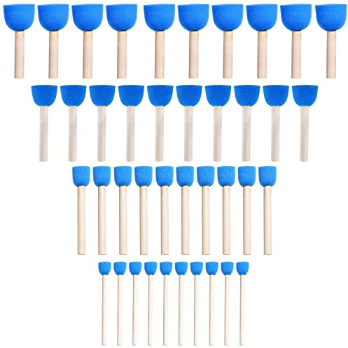 WAFJAMF 40 Pcs Assorted Size Round Sponges Brush Set, 4 Size DIY Paint Tools for Kids – Blue