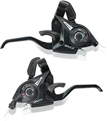 CYSKY Fahrrad Schalthebel 3x7 / 3x8 Gang Schaltungen Bremsen Kombination, Links-Rechts-Bremshebel-Schaltsätze mit Ganganzeige und Bremskabeln Kompatibel mit Moutain Bike, Rennrad (3 x 8 Gang)