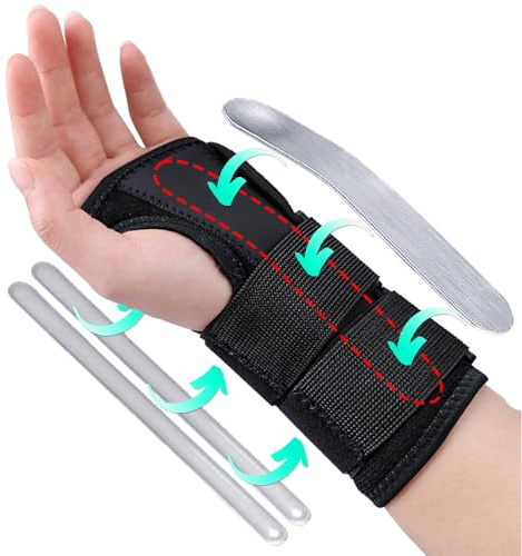 MOANATURA Muñequera Tendinitis Muñeca Ortopédica con 3 Férulas de Aluminio para Túnel Carpiano, Torceduras y Artrosis. Muñequera Metacarpiana para Artritis o Esguince de Mano. (Talla única, Izq)