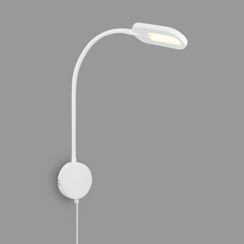 BRILONER - Lampada da lettura, Lampada da parete per interni, Lampada a LED, Lampada da parete per interni, Girevole, Dimmerabile, Touch control, Lampada a zoccolo, Bianco