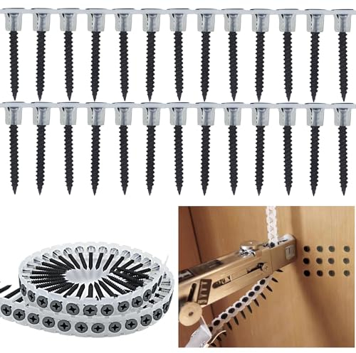 Vis pour Plaque de Plâtre Noir 200 Pièces 3,9 x 25 mm en Bande Universelles Tête Cruciforme Acier Haute Qualité pour Construction Sèche