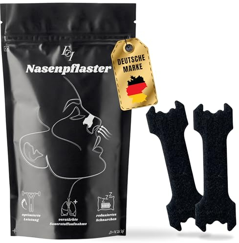 Ellicit® Tiras Nasales Negras, paquete de 30 tiras nasales premium, contra los ronquidos, soporte extra para deportes y mejor calidad del sueño, mejor respiración con la nariz tapada [talla universal]