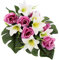 Flair Flower Decoración para tumba con rosas artificiales y lirios artificiales, decoración para tumba, cementerio, decoración de luto, decoración de flores, arreglo, decoración de mesa, 089951WRS