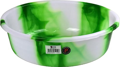 Round Plastic Basin Kitchen Bath Tub Household Wash Basin Water Storage Bowl Multipurpose Basin (Green 14)