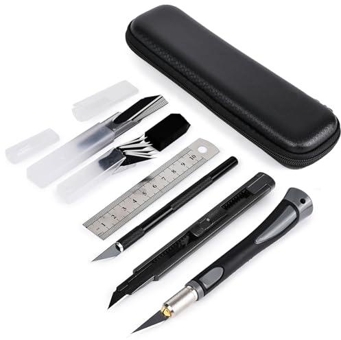 EHDIS Cuter de Precision Kit - Cúter 9mm, 2 Piezas Cuter de Precision, 20 Piezas Cuchillas de Recambio, para Cortar Papel, Cartón, Cortar, Tallar
