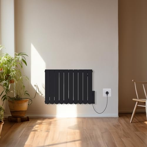 NRG 1800W Electric Oil Filled Radiator LCD Display Portable Heater with Adjustable Thermostat and Timer for Home Use – Black