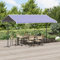 IKAYAA Standmarkise 400 x 300 x 260 cm Freistehende Markise Gartenmarkise Sonnenschutz Terrassenüberdachung Outdoor Terrasse Garten Balkon Blau und Weiß