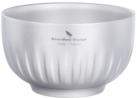 iBasingo Bol en titane à double paroi 500 ml pour farine d'avoine, riz, soupe, bol ultra léger, portable, vaisselle, camping, bol en métal Ti1165T