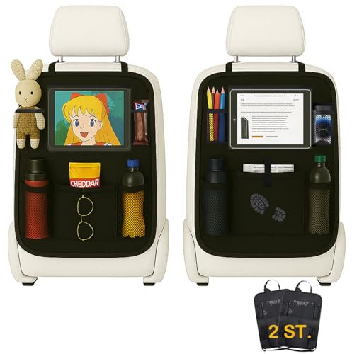 VCANIVR Rückenlehnenschutz Auto Kinder Autositz Organizer2 Stück Autositz Schutz Rückseite & Sitzschutz Wasserdicht Auto Organizer Kinder mit Berührbarem Tablet Fach