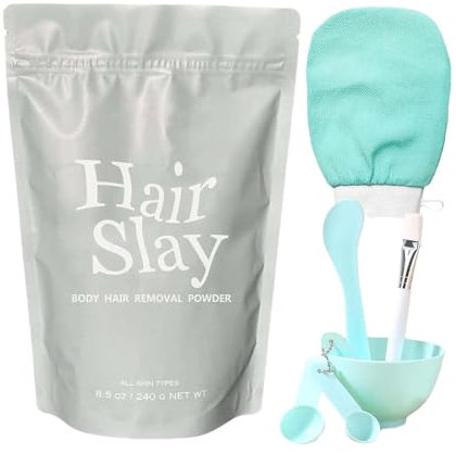 Hairslayer - Polvo de depilación corporal, depilación eficaz, removedor de vello instantáneo e indoloro, polvo de afeitado para cuerpo, brazo y axilas