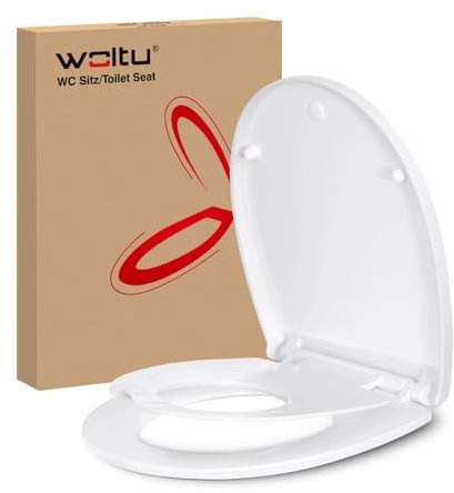 WOLTU Abattant WC Familial, avec Siège pour Enfant Intégré, Fermeture Douce, Démontage Rapide, Charnières Réglables, Forme en O, Duroplast, pour Adultes et Enfants