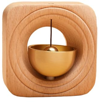 YIZITU Timbre de madera natural para regalos de inauguración de la casa, sonido de emoción calmante, entrada al hogar, decoración sencilla de puerta, campanillas japonesas para exteriores