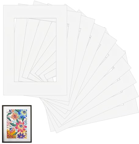 Mshan 10 morceaux de carton, carton blanc pour cadres photo, cadres photo doublés blancs, (29.7x42) taille extérieure (20.8x29.5) intérieure