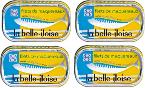 La Belle-iloise - Filets de Maquereaux Vin blanc et Aromates- 4 x 118 gr - Lot de 4 boites