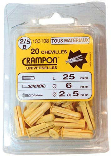 Cheville Crampon® - Dimensions 2 à 5 mm - Vendu par 20 - Beige